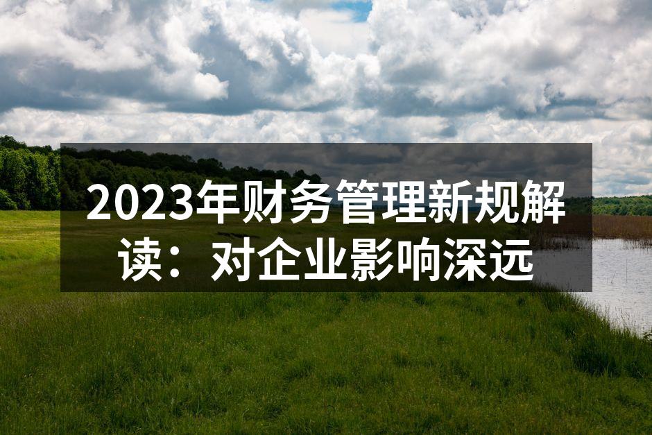 2023年财务管理新规解读：对企业影响深